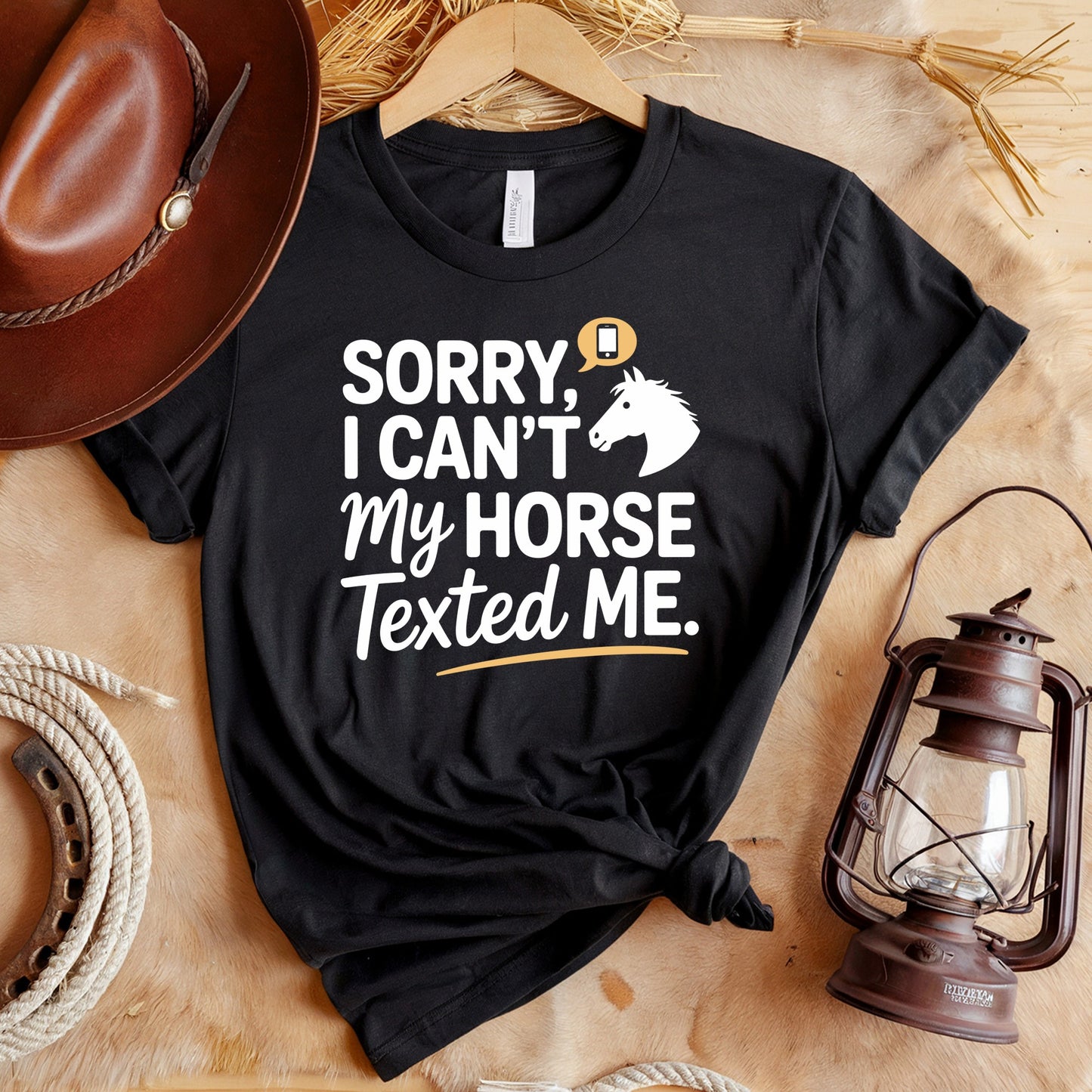 Funny Horse Texted T-Shirt