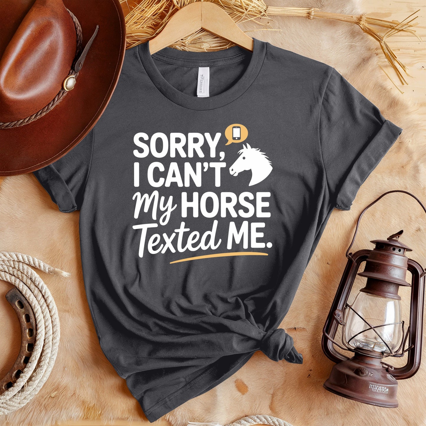 Funny Horse Texted T-Shirt